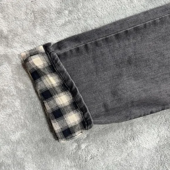 Eddie Bauer Jeans Womens 10 Boyfriend Mid Rise Slim Flannel Lined Gray - Picture 3 of 9